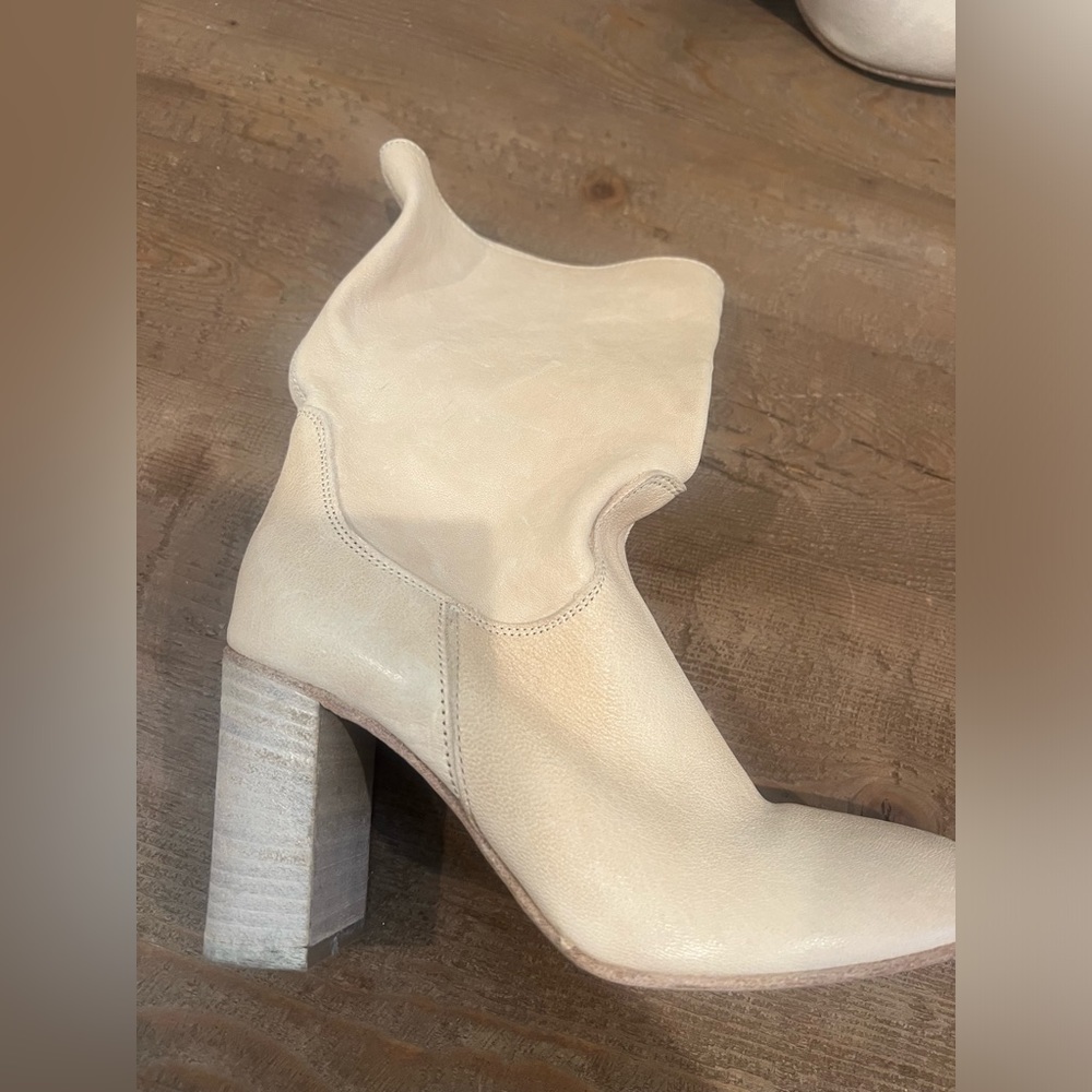 Free People cream slouchy leather booties